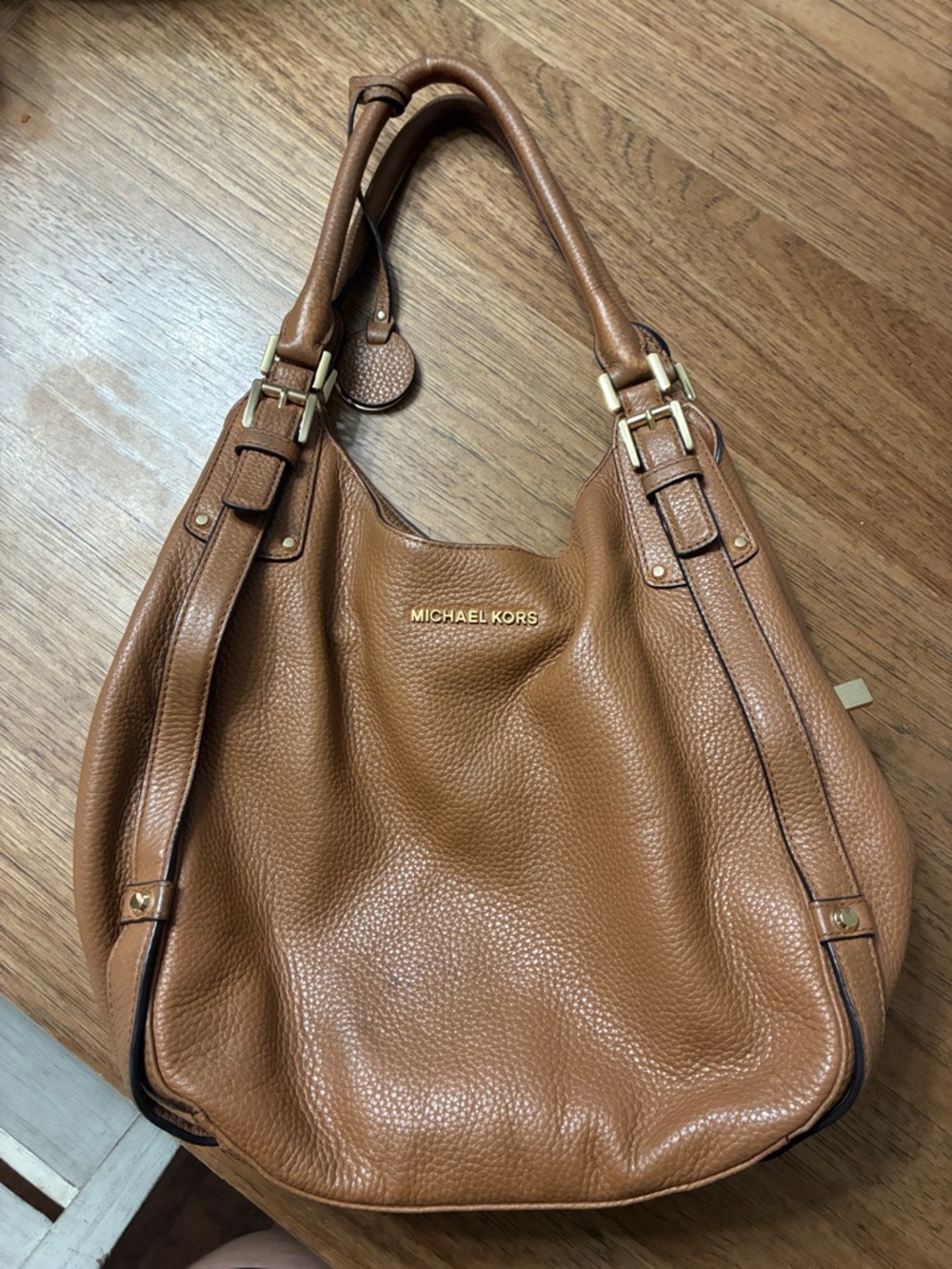 Michael Kors Cognac Pebbled Leather Shoulder Hobo